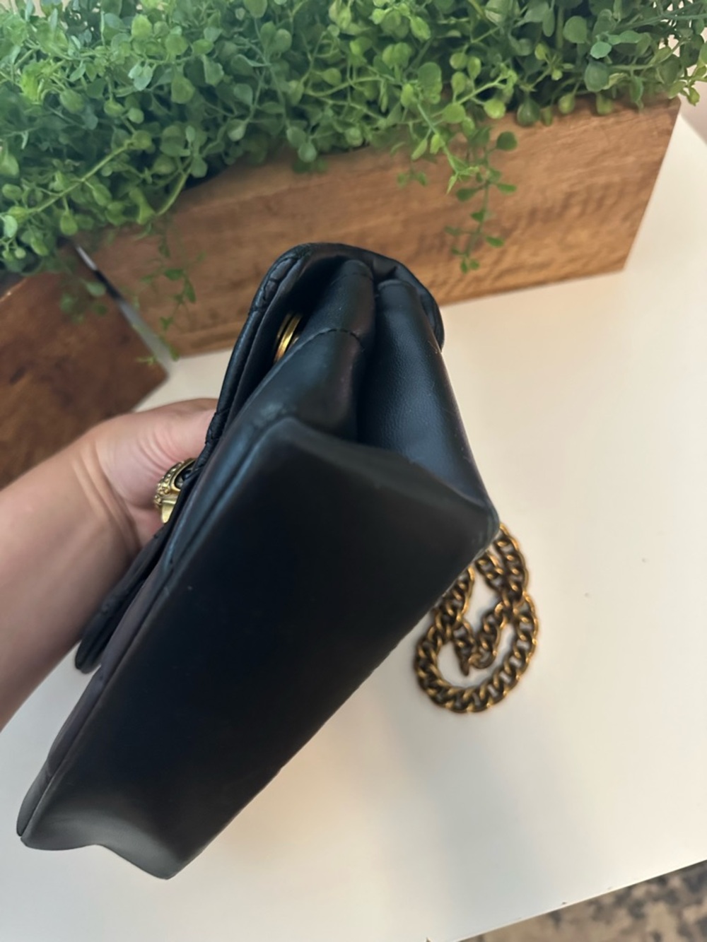 Kurt Geiger London Mini Leather Kensington Bag Brass Eagle Chain - Picture 7 of 16